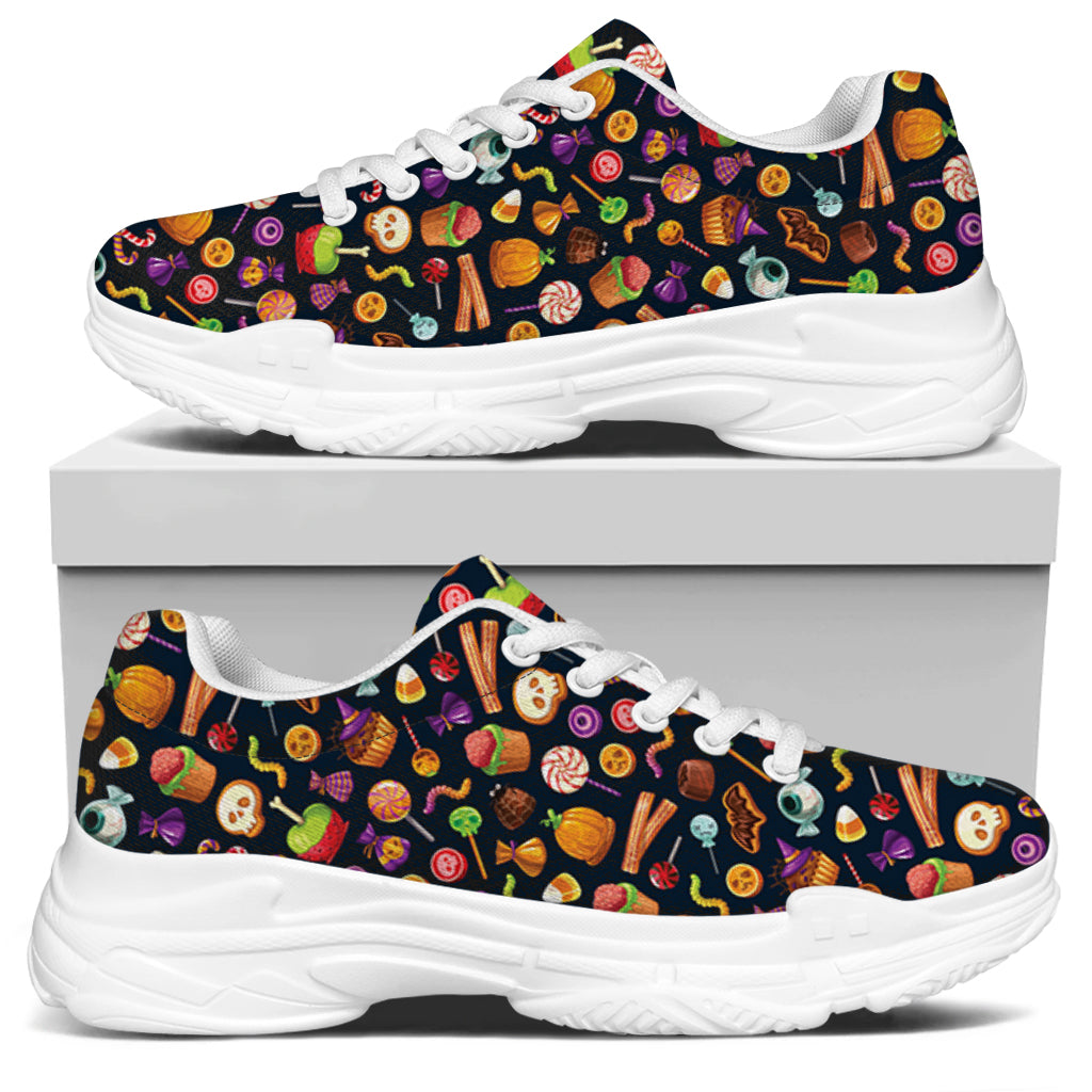 Halloween Candy Pattern Print White Chunky Shoes