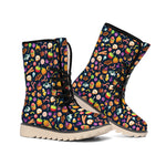 Halloween Candy Pattern Print Winter Boots
