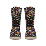 Halloween Candy Pattern Print Winter Boots