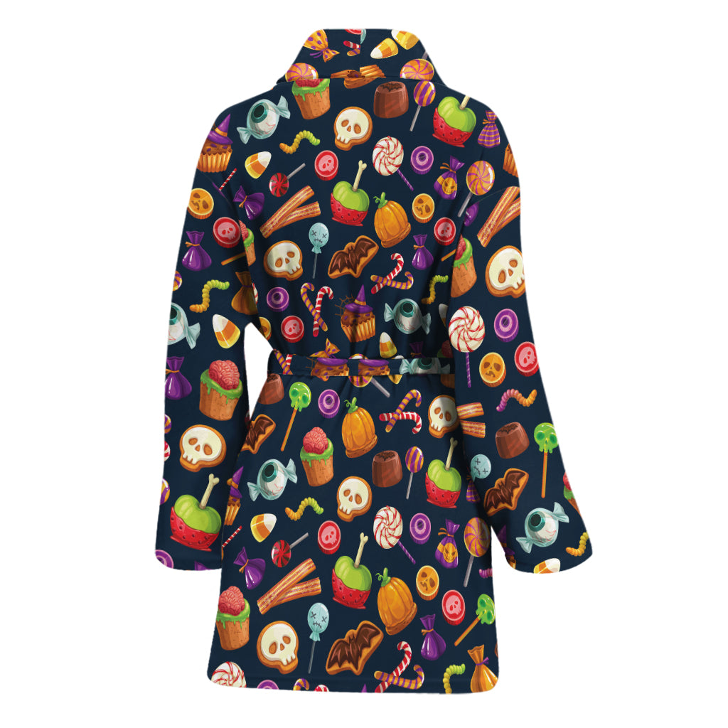 Halloween Candy Pattern Print Women's Bathrobe