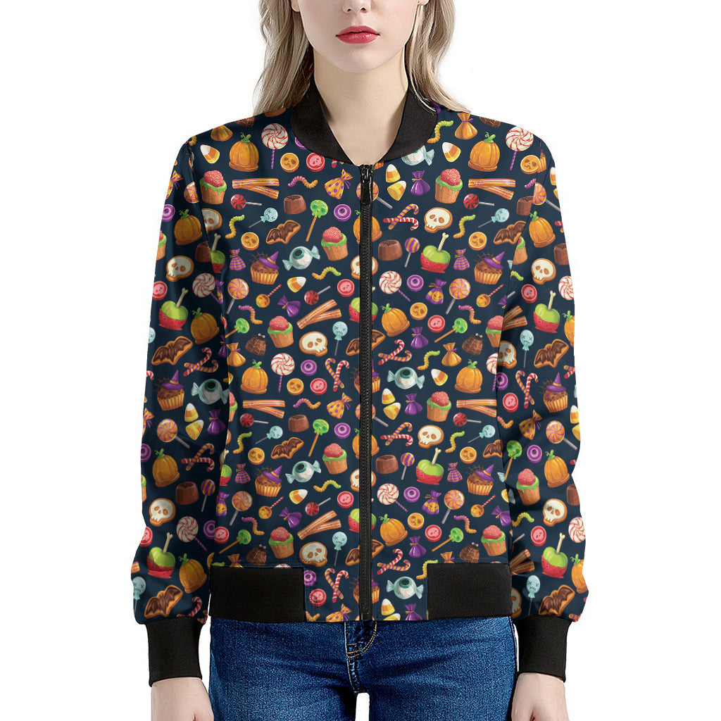 Halloween Candy Pattern Print Women's Bomber Jacket