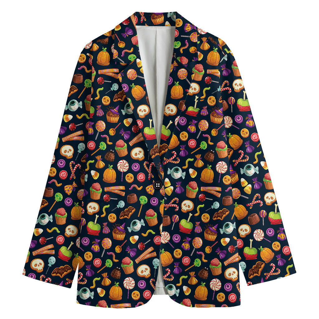 Halloween Candy Pattern Print Women's Cotton Blazer