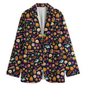 Halloween Candy Pattern Print Women's Cotton Blazer