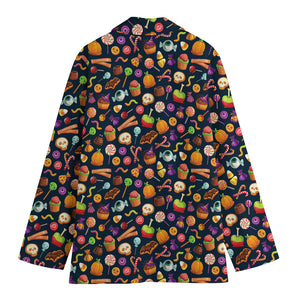 Halloween Candy Pattern Print Women's Cotton Blazer