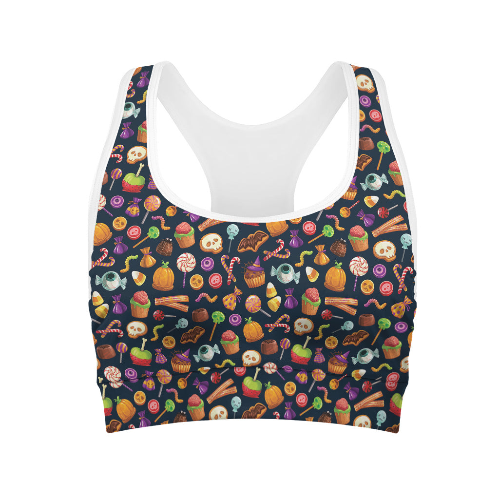 Halloween Candy Pattern Print Women's Sports Bra