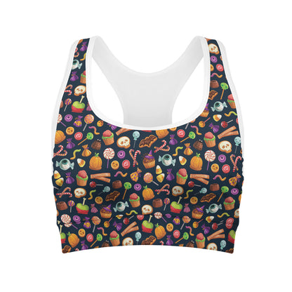 Halloween Candy Pattern Print Women's Sports Bra