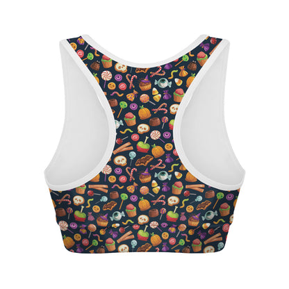 Halloween Candy Pattern Print Women's Sports Bra