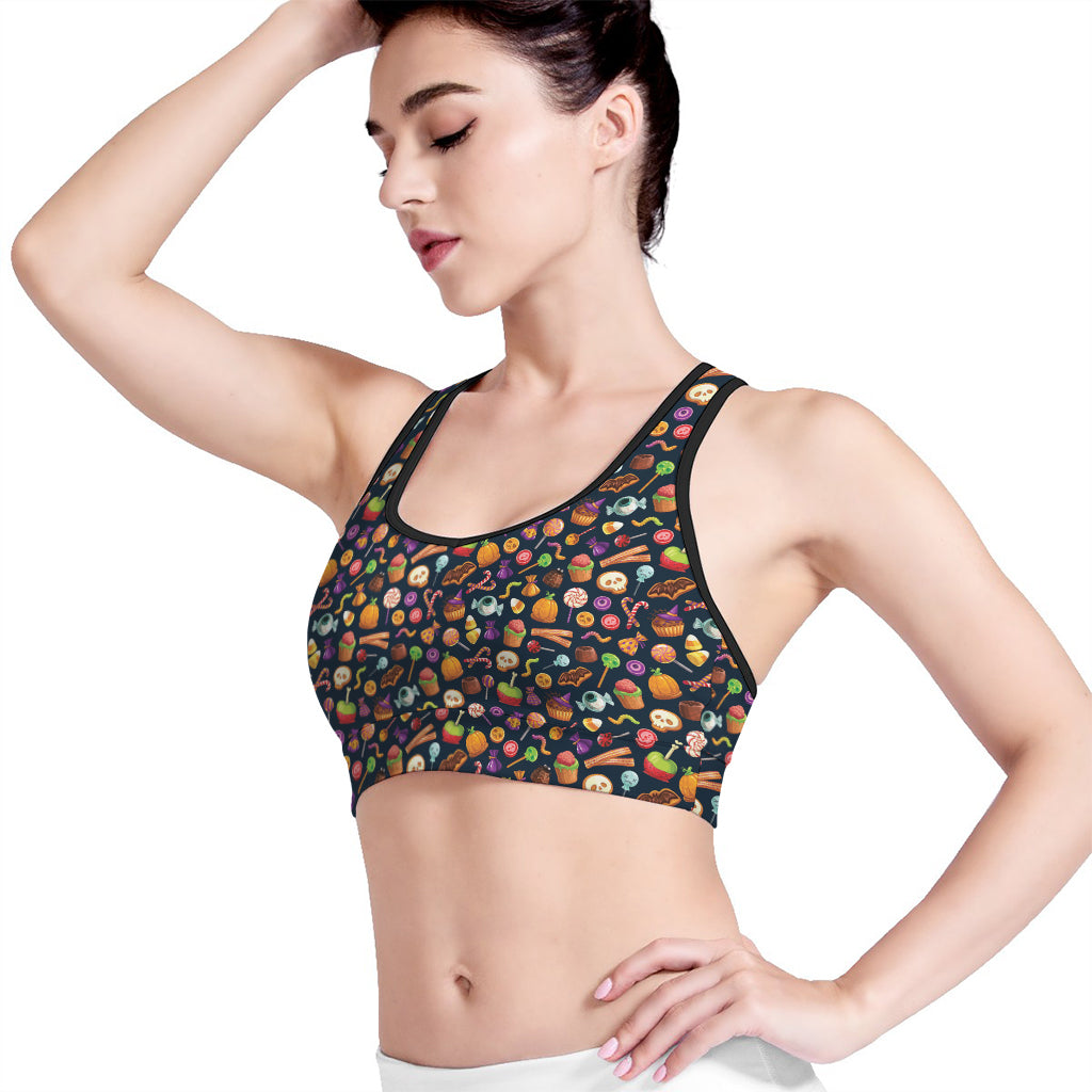Halloween Candy Pattern Print Women's Sports Bra
