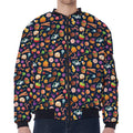 Halloween Candy Pattern Print Zip Sleeve Bomber Jacket