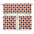 Halloween Checked Pattern Print 3 Piece Kitchen Curtains