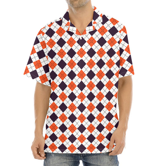 Halloween Checked Pattern Print Aloha Shirt