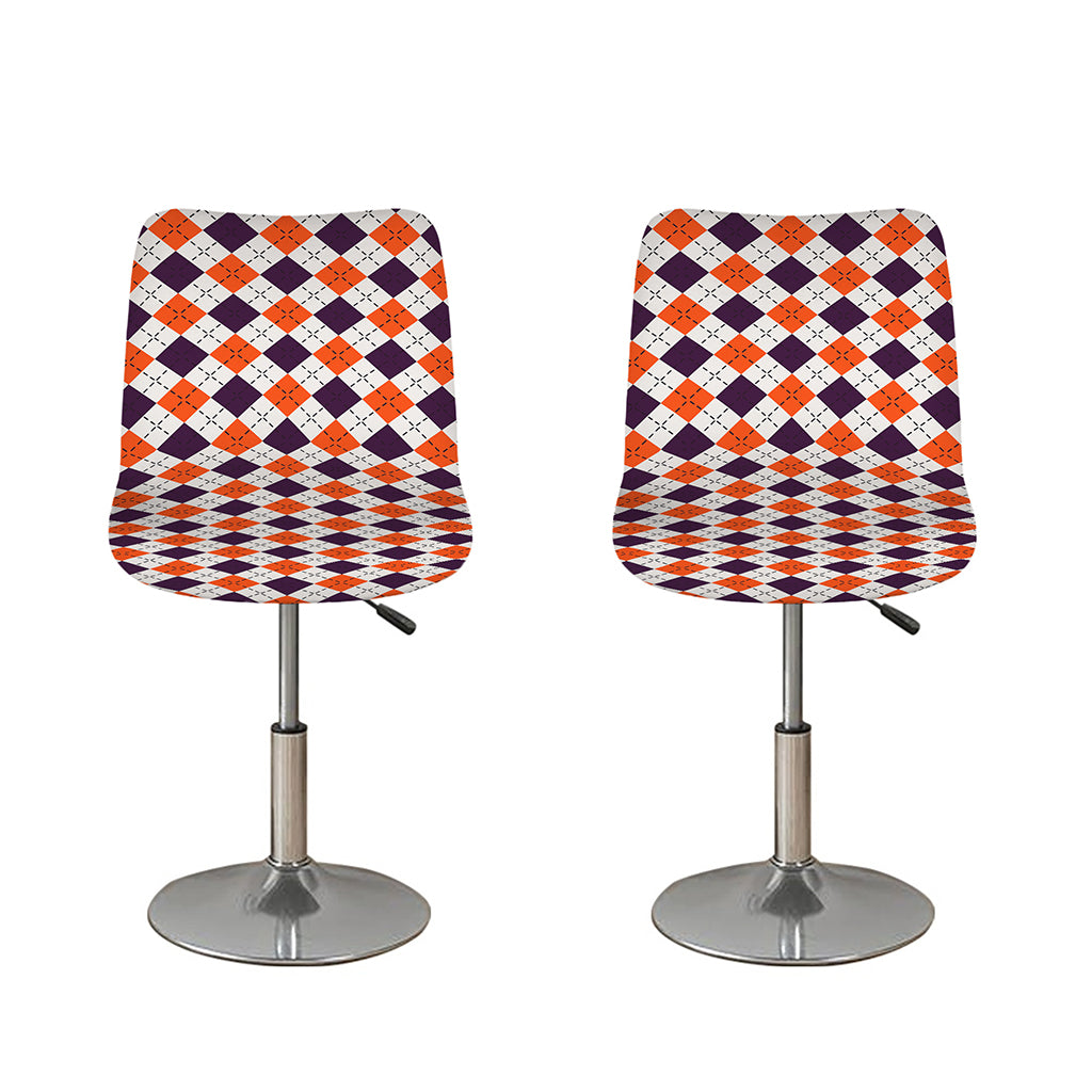 Halloween Checked Pattern Print Bar Stool Covers