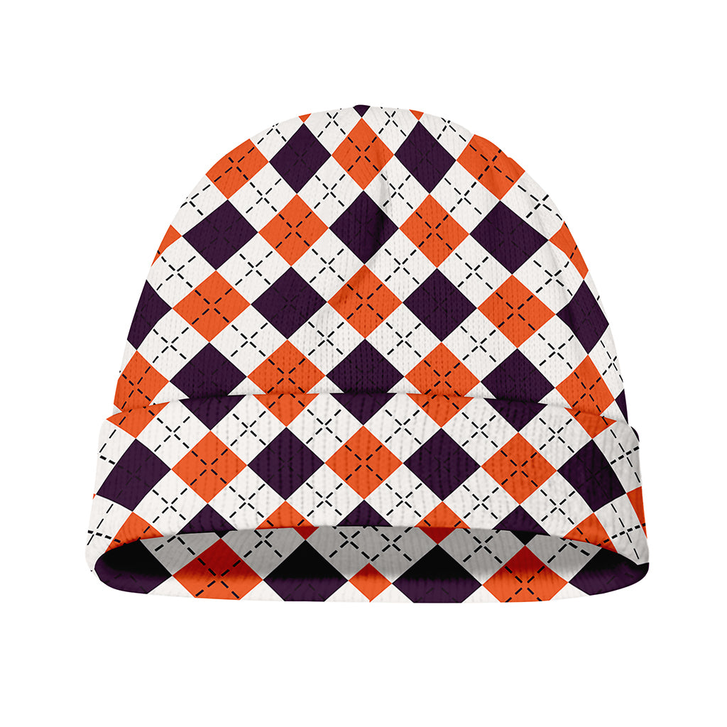 Halloween Checked Pattern Print Beanie