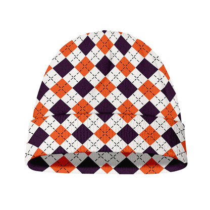 Halloween Checked Pattern Print Beanie