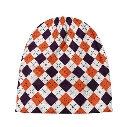 Halloween Checked Pattern Print Beanie