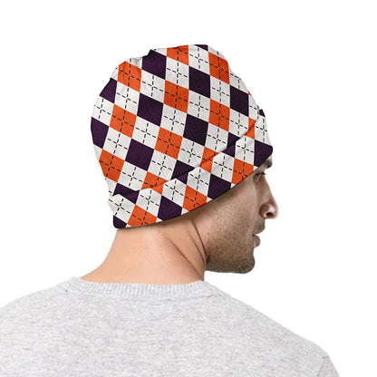 Halloween Checked Pattern Print Beanie