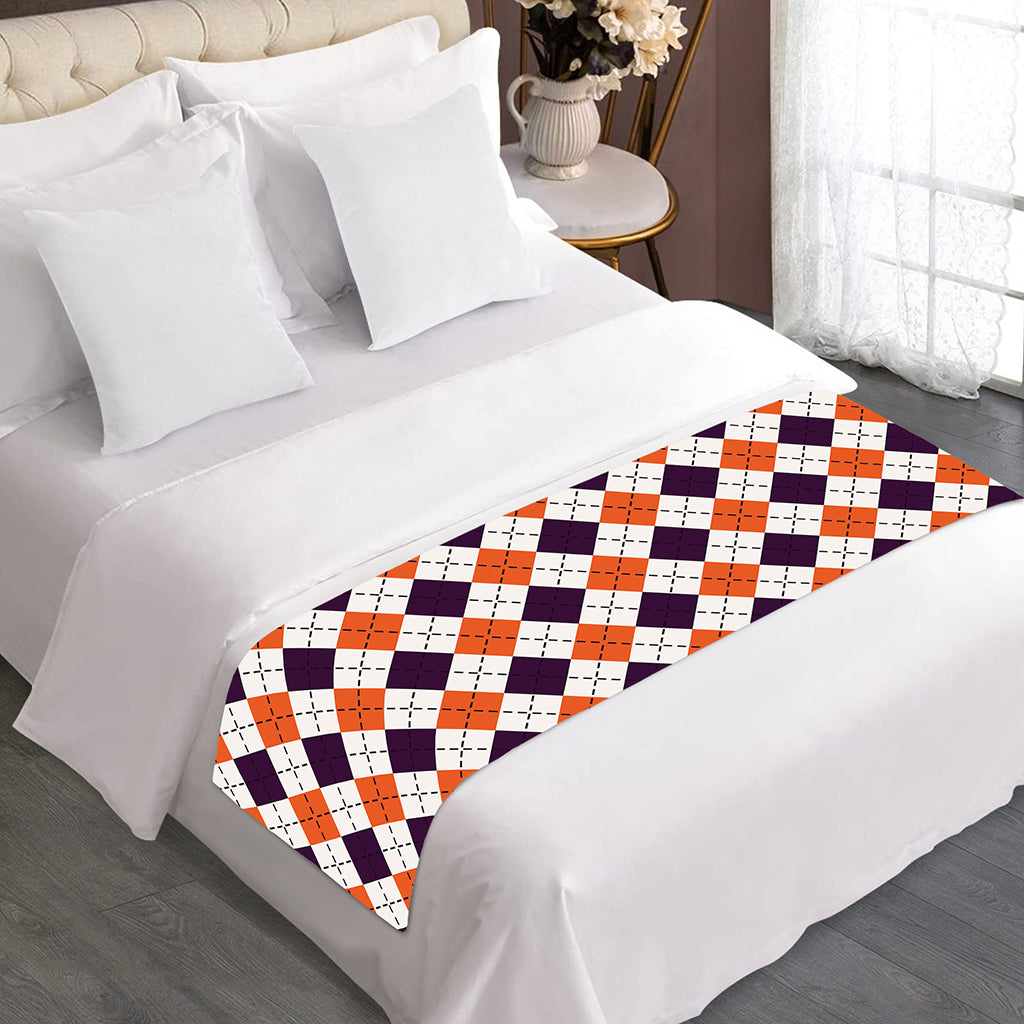 Halloween Checked Pattern Print Bed Runner