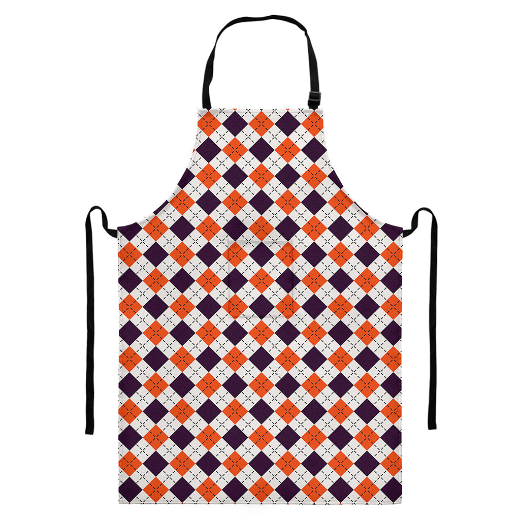 Halloween Checked Pattern Print Bib Apron With Pocket