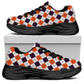 Halloween Checked Pattern Print Black Chunky Shoes