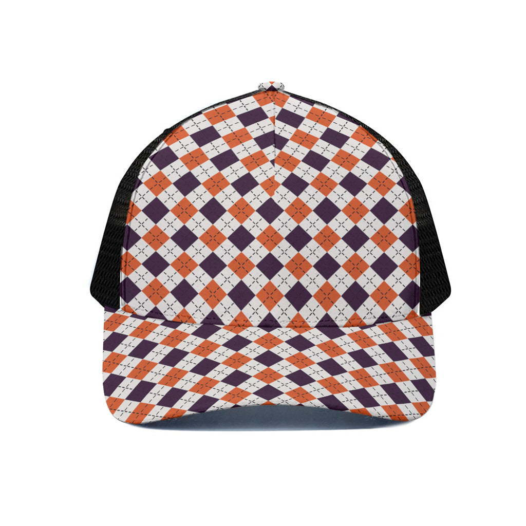 Halloween Checked Pattern Print Black Mesh Trucker Cap