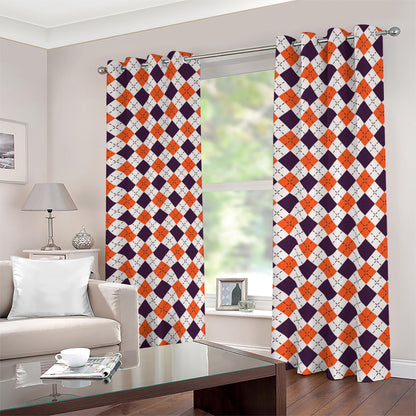 Halloween Checked Pattern Print Blackout Grommet Curtains