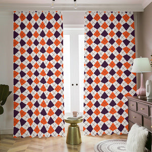 Halloween Checked Pattern Print Blackout Pencil Pleat Curtains