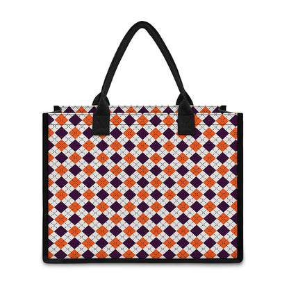 Halloween Checked Pattern Print Canvas Tote Bag