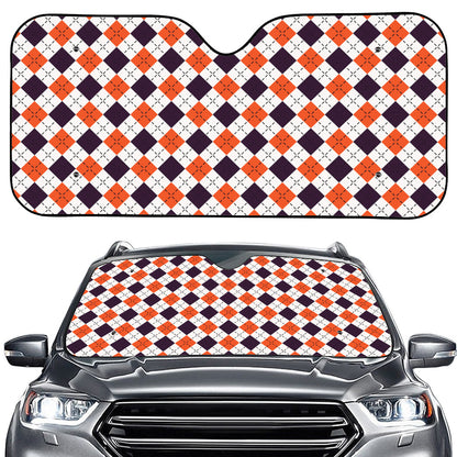 Halloween Checked Pattern Print Car Windshield Sun Shade