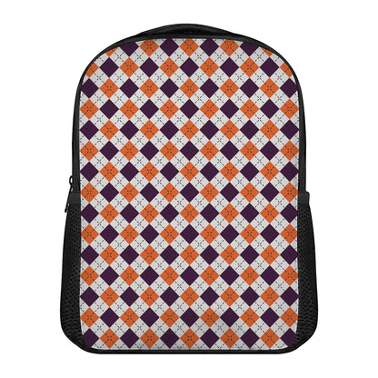 Halloween Checked Pattern Print Casual Backpack