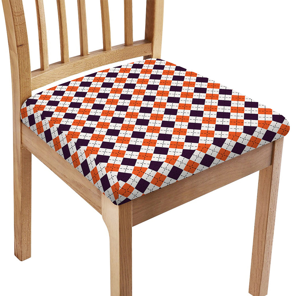 Halloween Checked Pattern Print Chair Cushion Cover