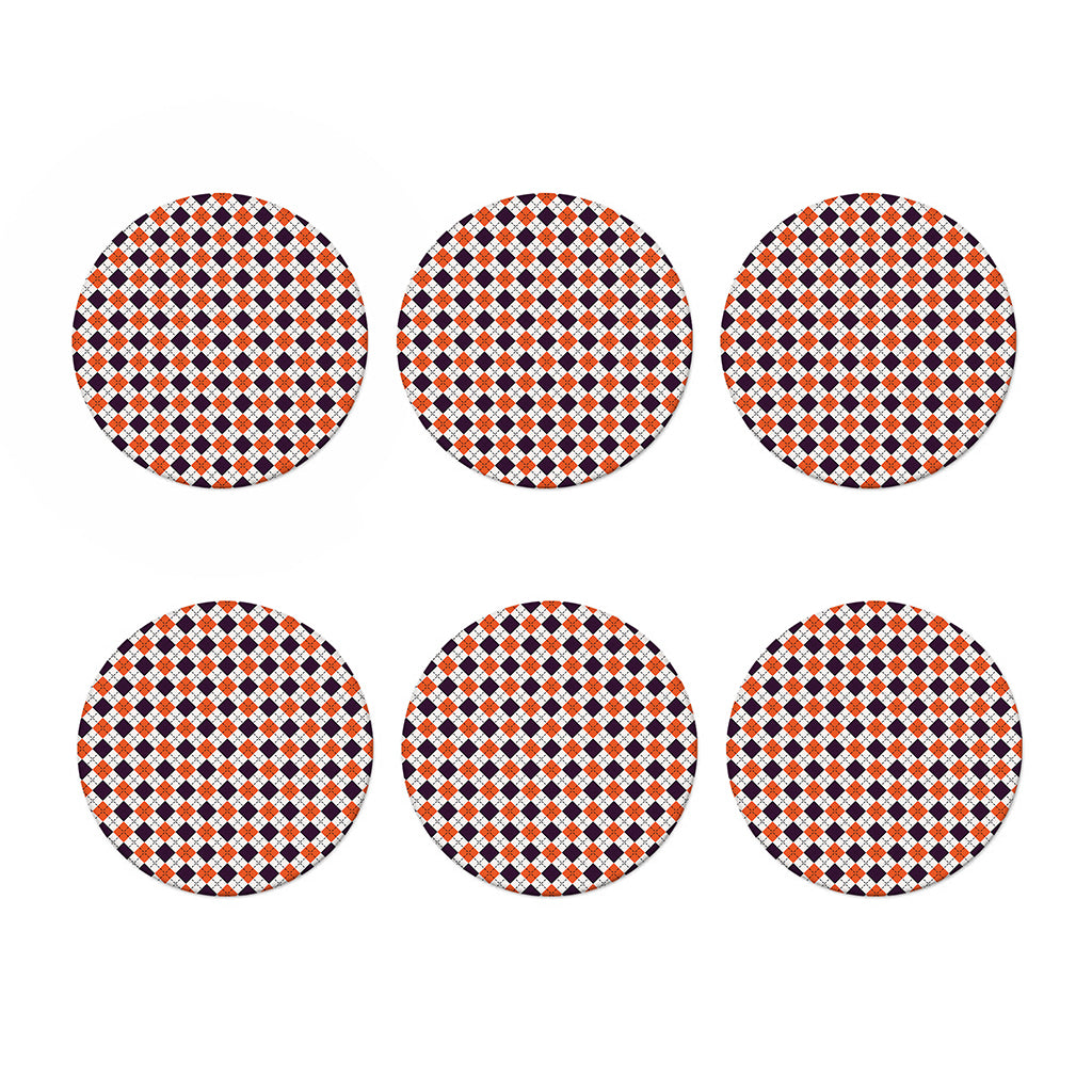 Halloween Checked Pattern Print Coaster Set