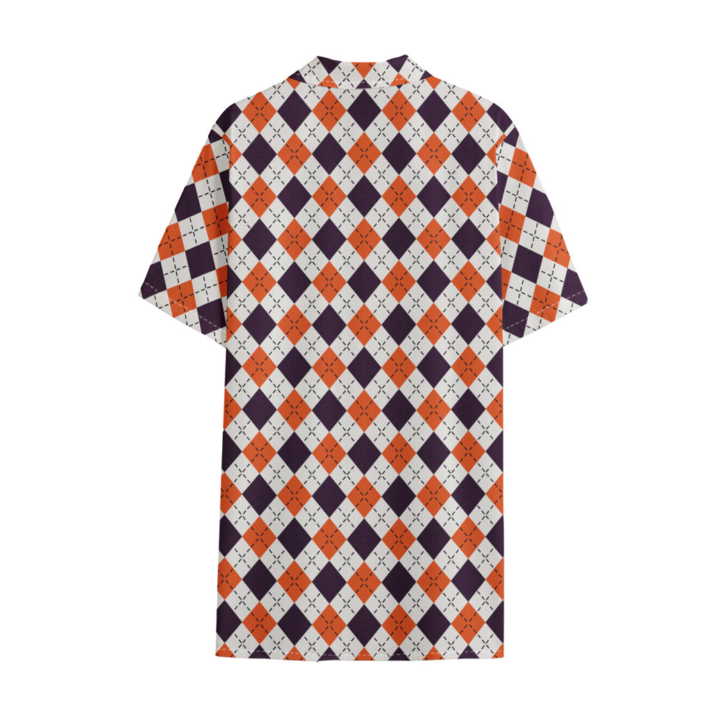 Halloween Checked Pattern Print Cotton Hawaiian Shirt