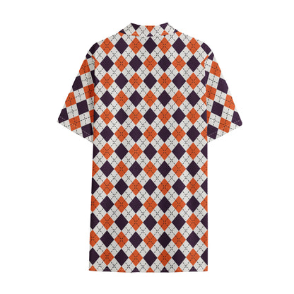 Halloween Checked Pattern Print Cotton Hawaiian Shirt