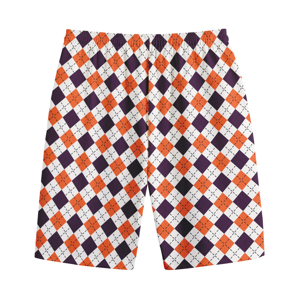 Halloween Checked Pattern Print Cotton Shorts