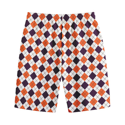 Halloween Checked Pattern Print Cotton Shorts