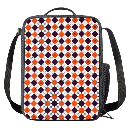Halloween Checked Pattern Print Crossbody Lunch Bag