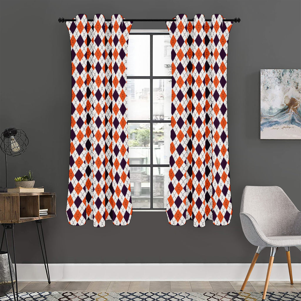 Halloween Checked Pattern Print Curtain