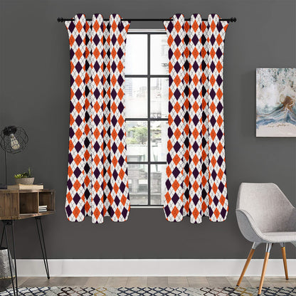 Halloween Checked Pattern Print Curtain