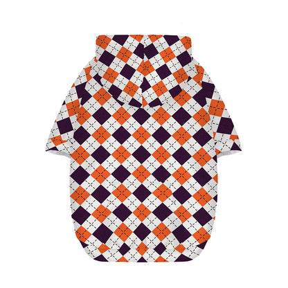 Halloween Checked Pattern Print Dog Zip Up Hoodie