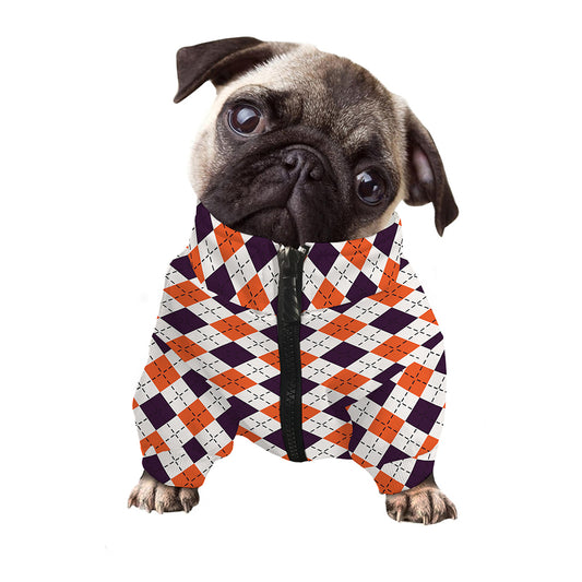 Halloween Checked Pattern Print Dog Zip Up Jacket