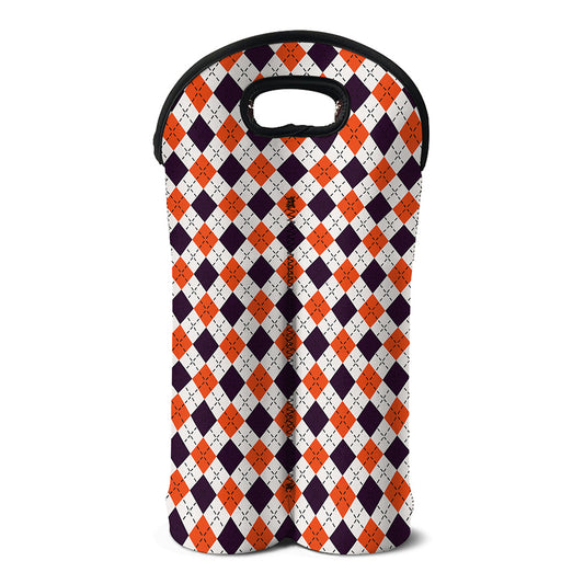 Halloween Checked Pattern Print Double Neoprene Wine Tote