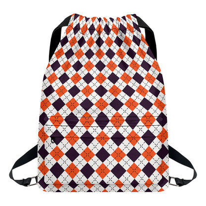 Halloween Checked Pattern Print Drawstring Backpack