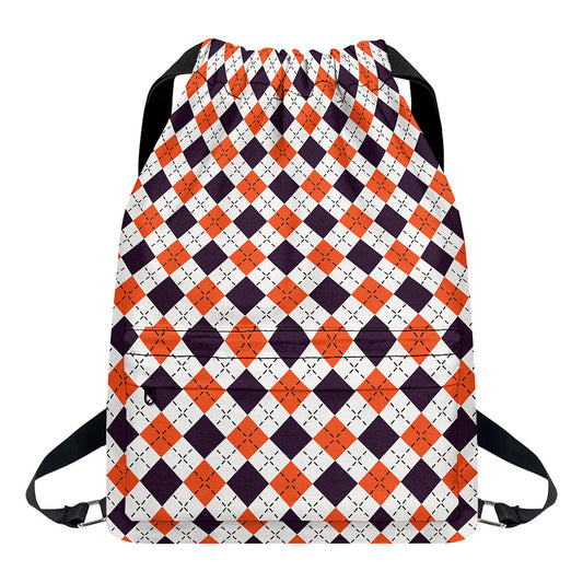 Halloween Checked Pattern Print Drawstring Backpack