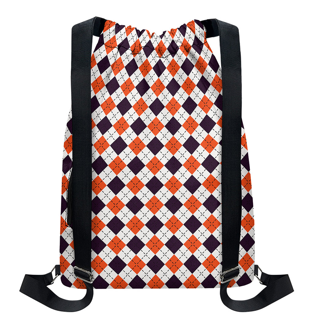 Halloween Checked Pattern Print Drawstring Backpack