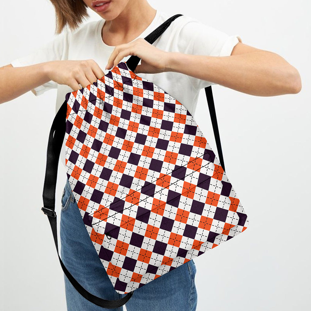 Halloween Checked Pattern Print Drawstring Backpack