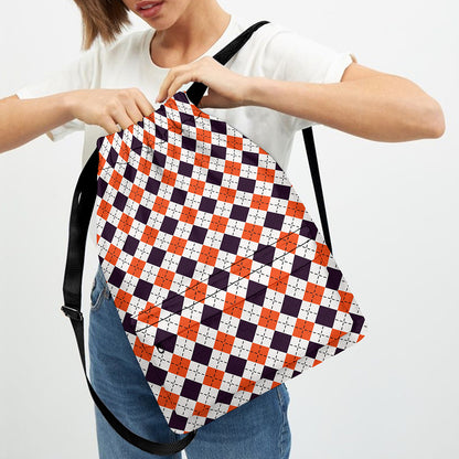 Halloween Checked Pattern Print Drawstring Backpack