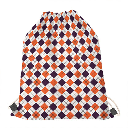Halloween Checked Pattern Print Drawstring Bag