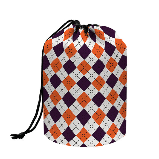 Halloween Checked Pattern Print Drawstring Makeup Bag