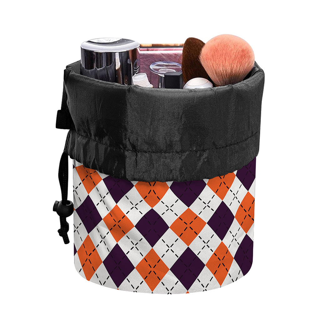 Halloween Checked Pattern Print Drawstring Makeup Bag