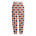 Halloween Checked Pattern Print Fleece Lined Knit Pants